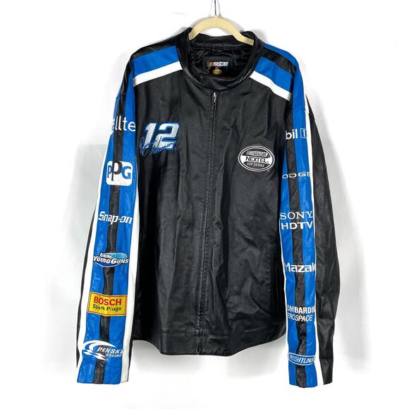 Nascar Other - Nascar Leather Jacket Ryan Newman Black Alltel Full Zip Racing Sz 3XL Men